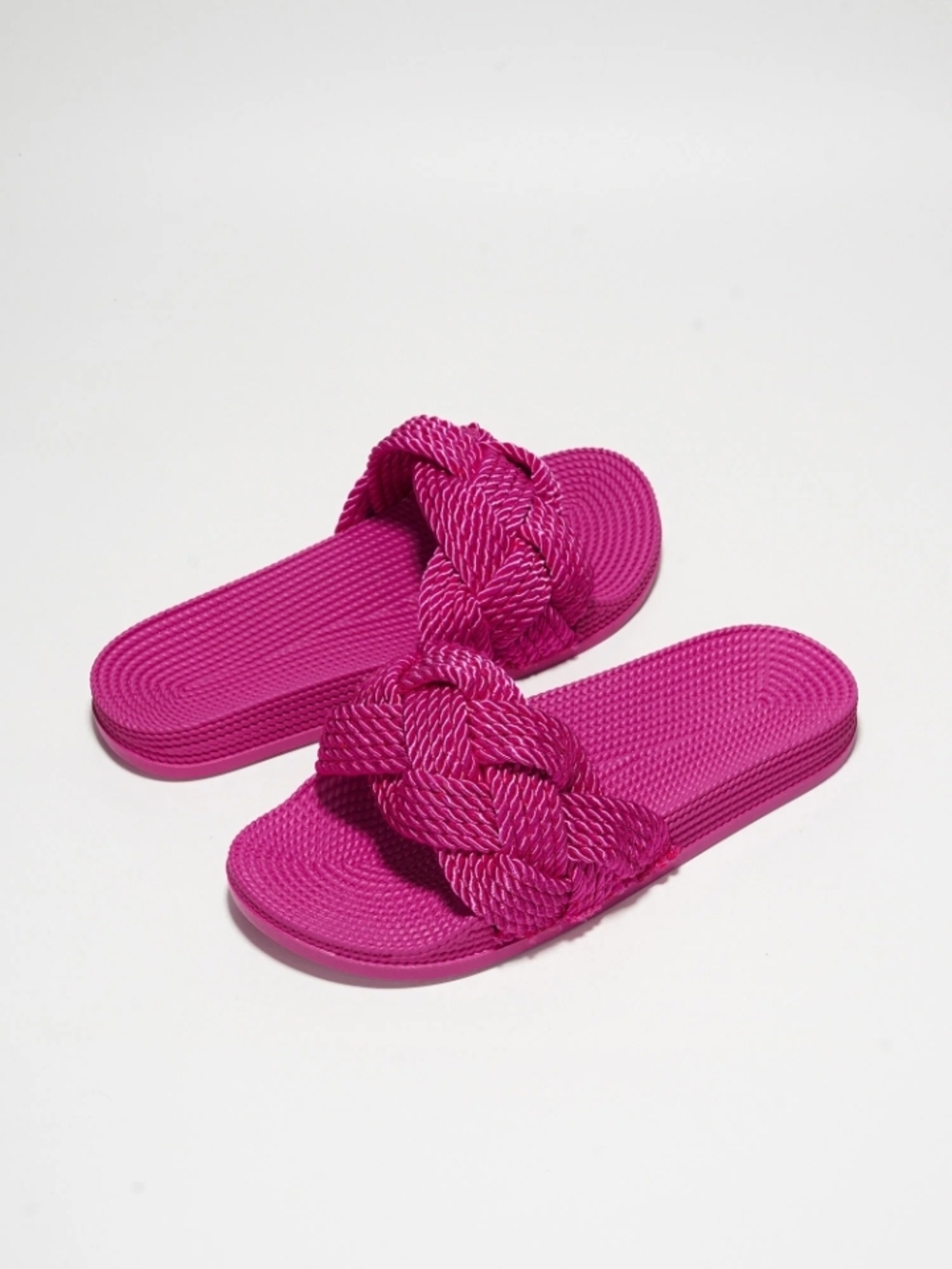 Cape Robbin Annissa Rope Knot Slide Sandals - Fuchsia - Picture 3 of 6